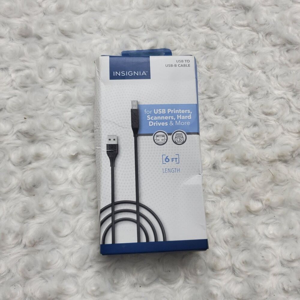 Insignia 6ft USB to USB-B Cable Cord for Printer Scanner Hard Drives NS-PC2ABU6